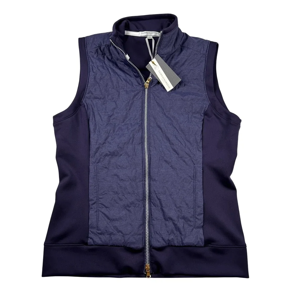 Fairway & Greene Anna Vest Womens M Navy Eclipse Golf Full Zip USA Ryder Cup